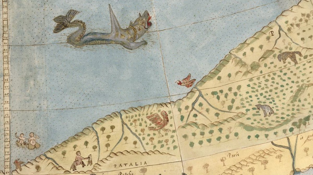 Atumnek's tweet photo. Planisphère de 1587 extrêmement détaillé d'Urbani Monte (géographe/cartographe) :
https://t.co/lhNP2xCGCm
On y voit beaucoup de terres, nommées, et d'espèces inconnues, notamment là où est normalement situé l'#Antarctique, inaccessible au commun des mortels. https://t.co/nJZmr6PCXg
