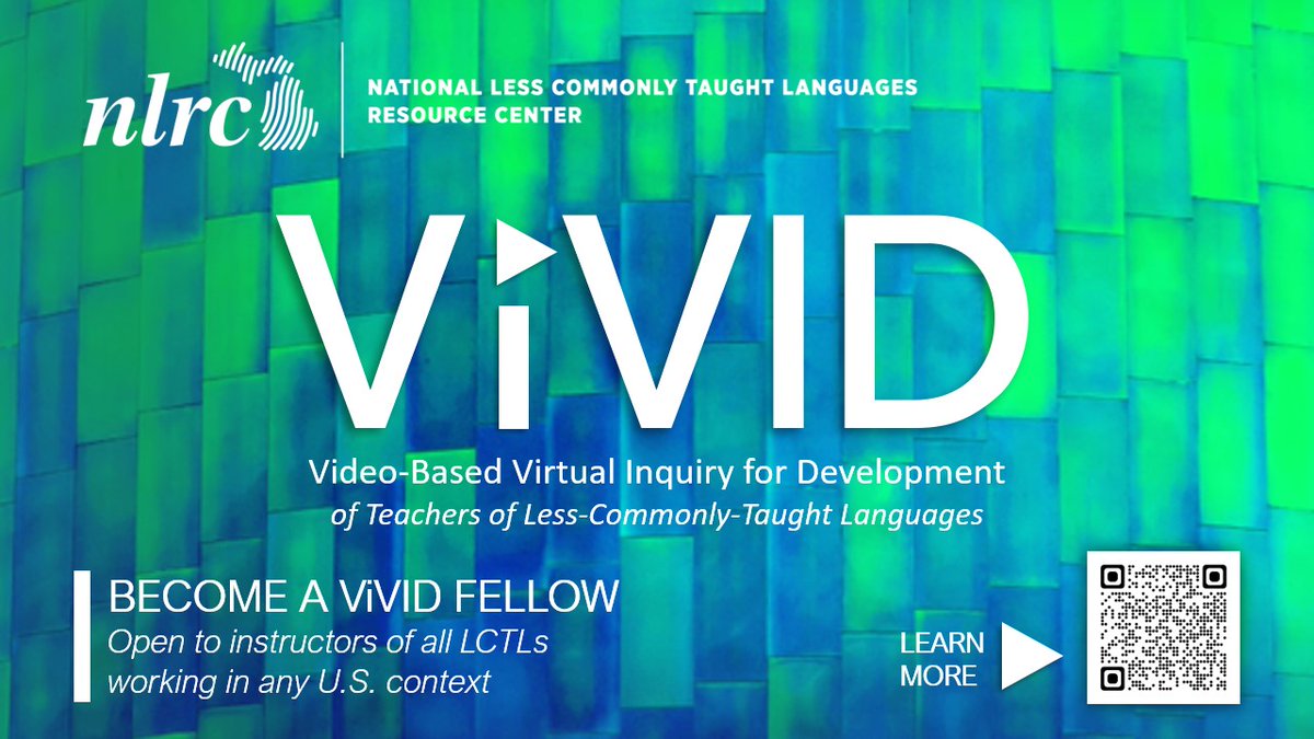 Enhance your pedagogical skills as an LCTL teacher by becoming a ViVID fellow. Receive a $1,000 stipend for sharing your teaching videos once a month and participating in a virtual community of practice.