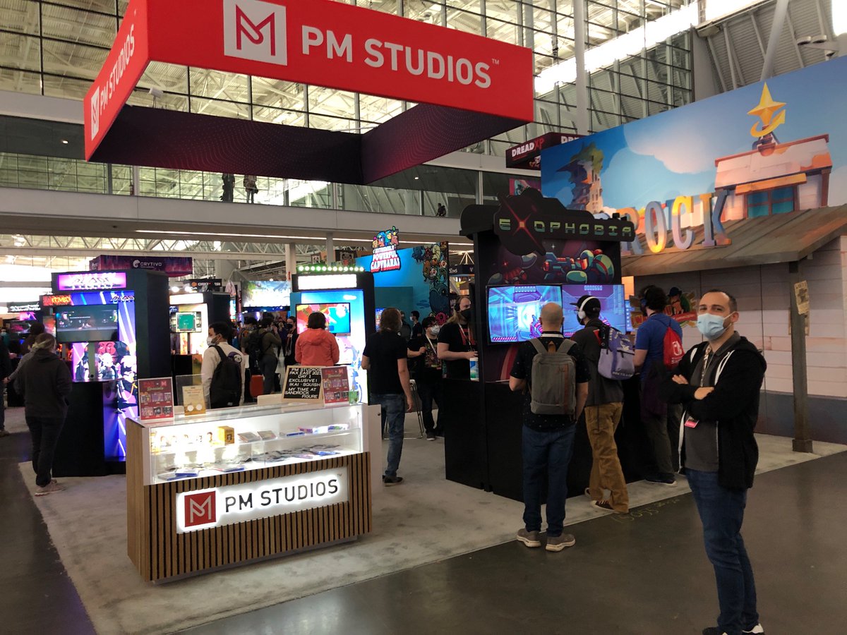 PMStudiosUSA's tweet photo. We're here at #PAXEast (Booths 15055 &amp; 15061)! 
Come check out our games and feel our wares with your hands in real life! 
(Take them home for a fee...)

Special thanks to @PAX for having us and @ORIGINPC for our hardware. https://t.co/ltKEnaUGhg