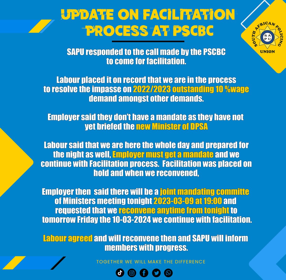 wearesapu's tweet photo. As a union that accounts to its members here on Social media but more important on the ground, here are some of the updates (Flyer and video) we informed our members on this month.
If it does not come from us, its not us !
Remember #SAPUCARES
#protecttheprotector https://t.co/Qk9DM53JV6