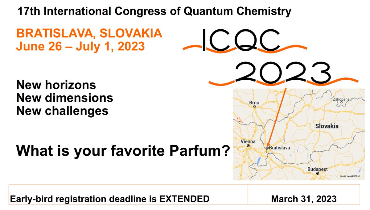 icqc2023's tweet photo. https://t.co/iB3hc8M8zD
@faccts_orca @QChemSoftware @PSI_Code @CP2Kproject @daltonprogram #pyscf #OpenMolcas #TURBOMOLE #gamess
Early bird registration deadline March 31 2023. https://t.co/iAO5fgiXON
