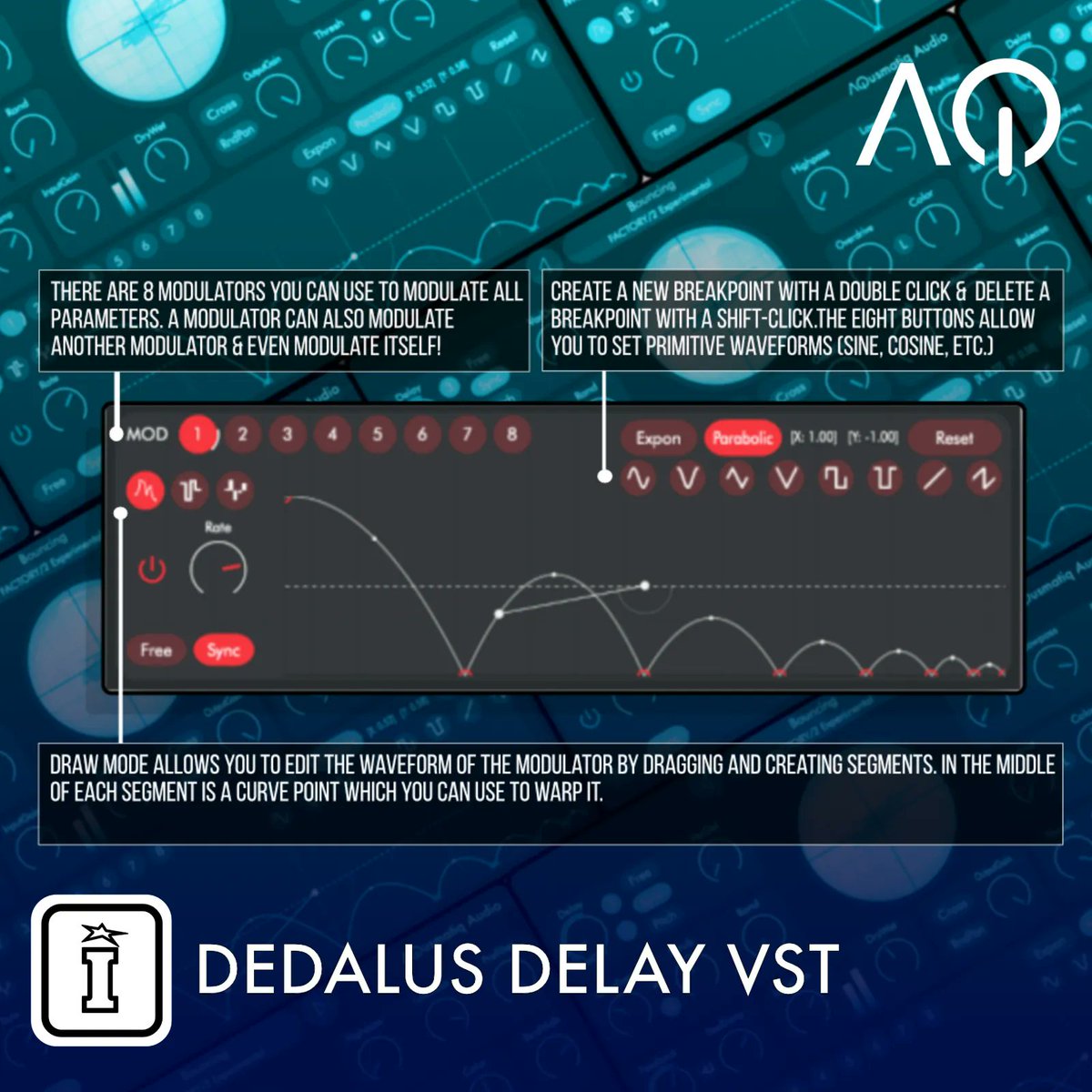 IsotonikStudios's tweet photo. DEDALUS DELAY VST by AQUSMATIQ AUDIO
AVAILABLE 10th MARCH @IsotonikStudios
#Audioeffect #delay #chaotic #granulator #overdrive #parametermodulation #gatedeffect #VST #AudioUnits #AAX #daw #producer #producerlife #electronicproducer #edm #sequencer https://t.co/jbSQjPFJtc