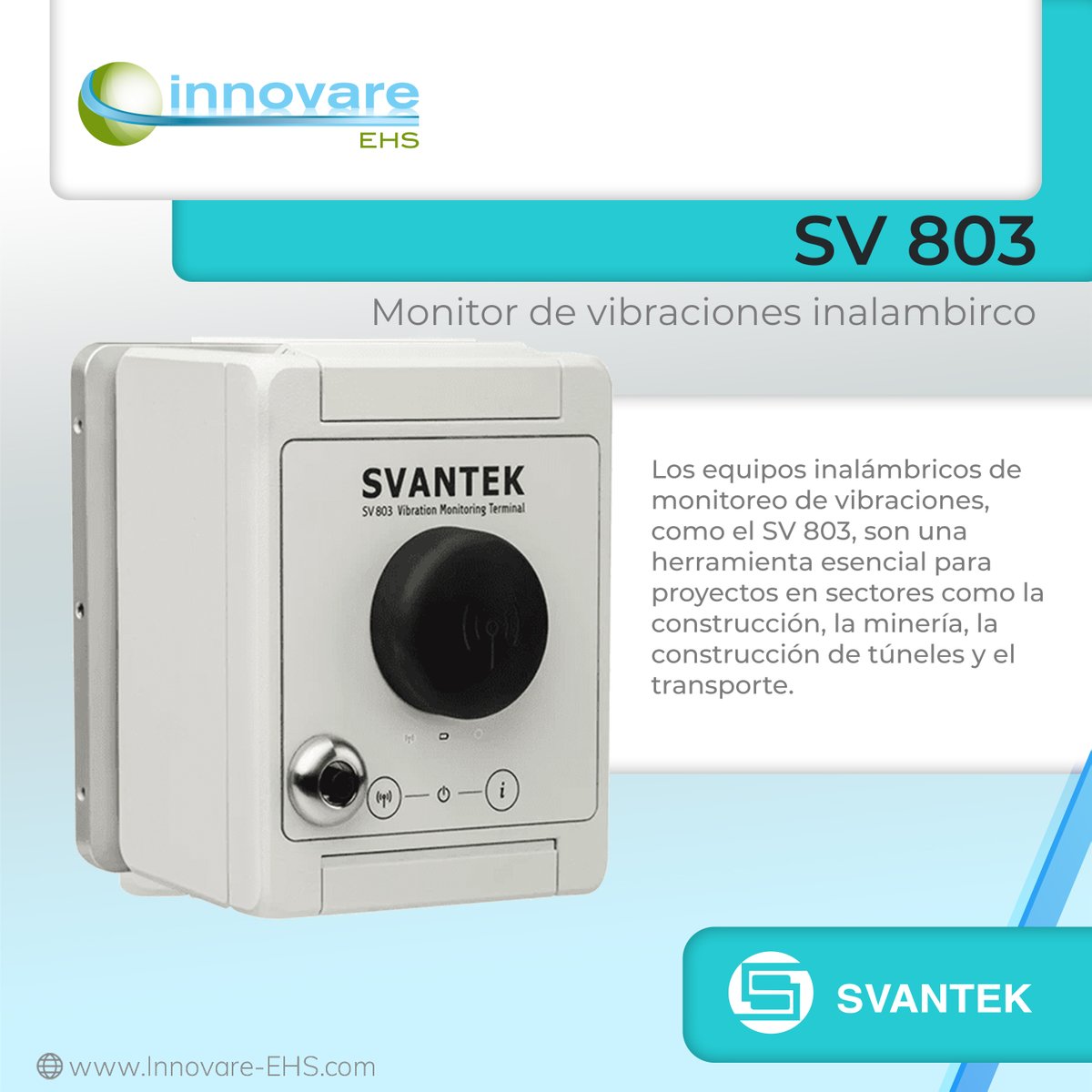 InnovareEHS's tweet photo. NUEVO Analizador de vibraciones inalámbrico  clase 1. 
Controla desde la app en tu celular y SvanNET en la nube. https://t.co/lYJmbOiimM