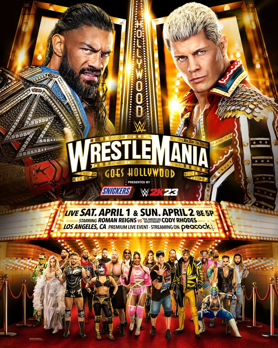 WrestleMania's tweet photo. Limited number of floor seats ✨ JUST RELEASED ✨ for both nights of #WrestleMania, April 1 &amp; 2 at @SoFiStadium! 
 
Get your 🎟️ now: https://t.co/j5P5ZSYrQm https://t.co/ha5OfO5VHD