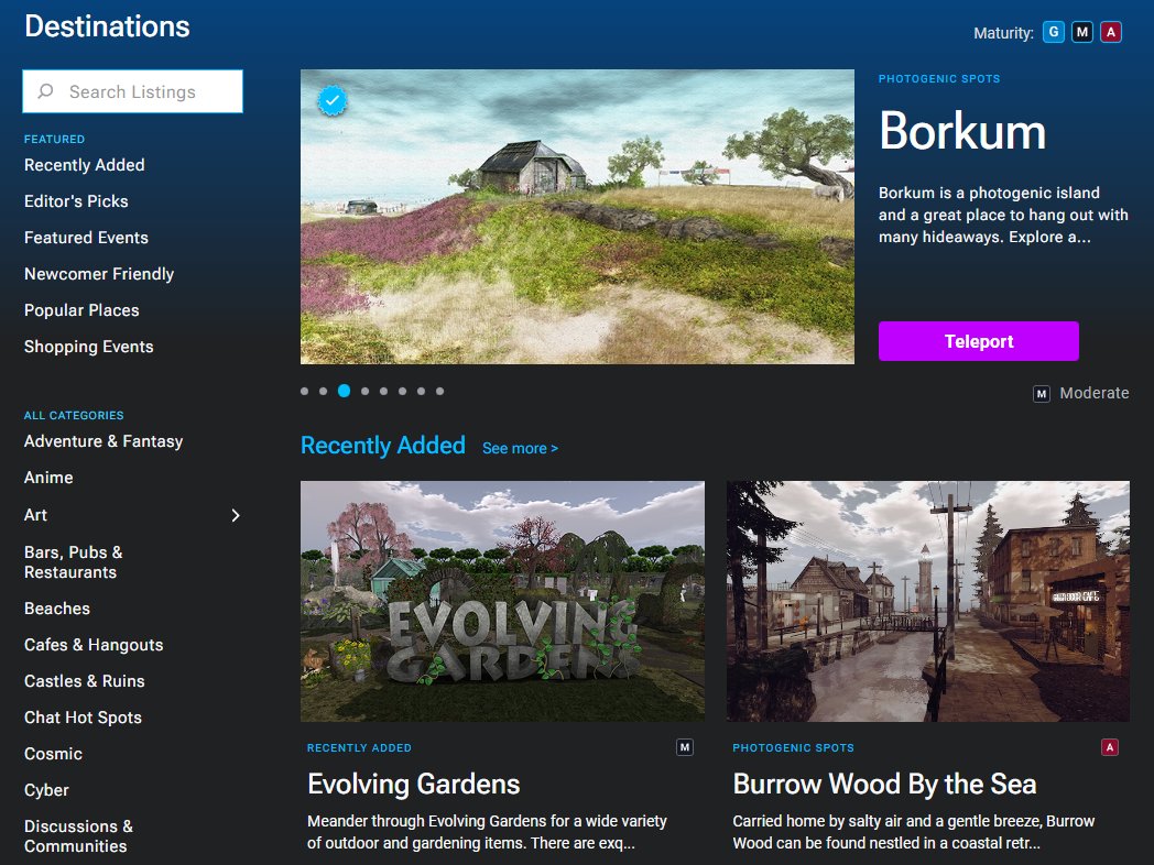SecondLife's tweet photo. Have you noticed? The web version of the Second Life Destination Guide now has a new look!
Learn more: https://t.co/w6jvhMASZM
#SecondLife #SecondLifeDestinations #VirtualWorld #Metaverse #DestinationGuide #ExploringSecondLife #SecondLife2023 https://t.co/NOrfXjA22Y