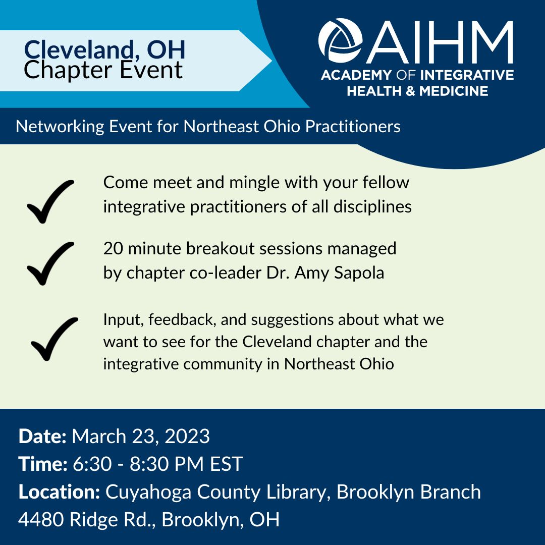 AIHMGlobal's tweet image. Cleveland Chapter Event TODAY! 

#AIHM #IntegrativeHealth #ChapterEvent