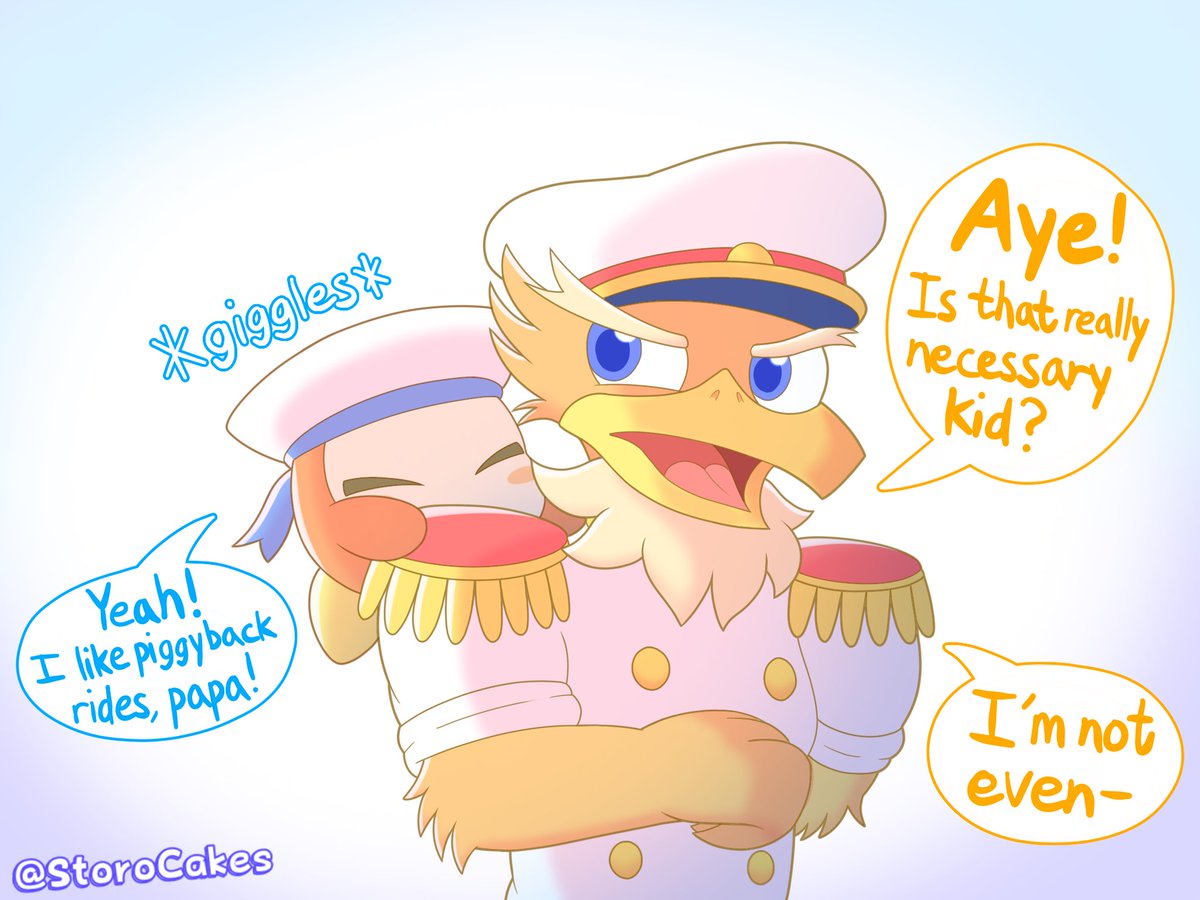 StoroCakes's tweet image. Guys guys! What if Captain Vul and Sailor Dee are also like father and son in Kirby? (even though Vul might not consider it yet)

#Kirby #kirbysuperstar #CaptainVul #WaddleDee