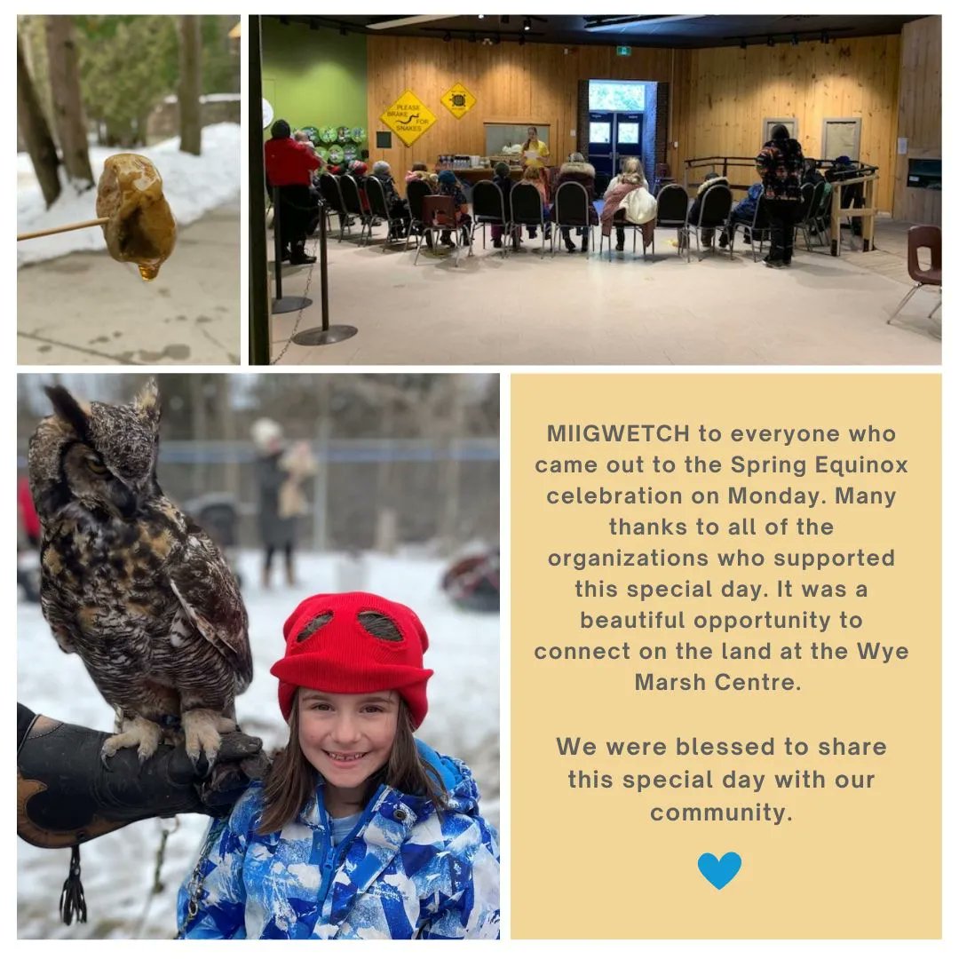 Thank you to everyone who came out to our Spring Equinox celebration on Monday. We would also like to thank all of the organizations who supported this special day. It was a beautiful opportunity to connect on the land at the Wye Marsh Centre. #feelingthankful #loveourcommunity