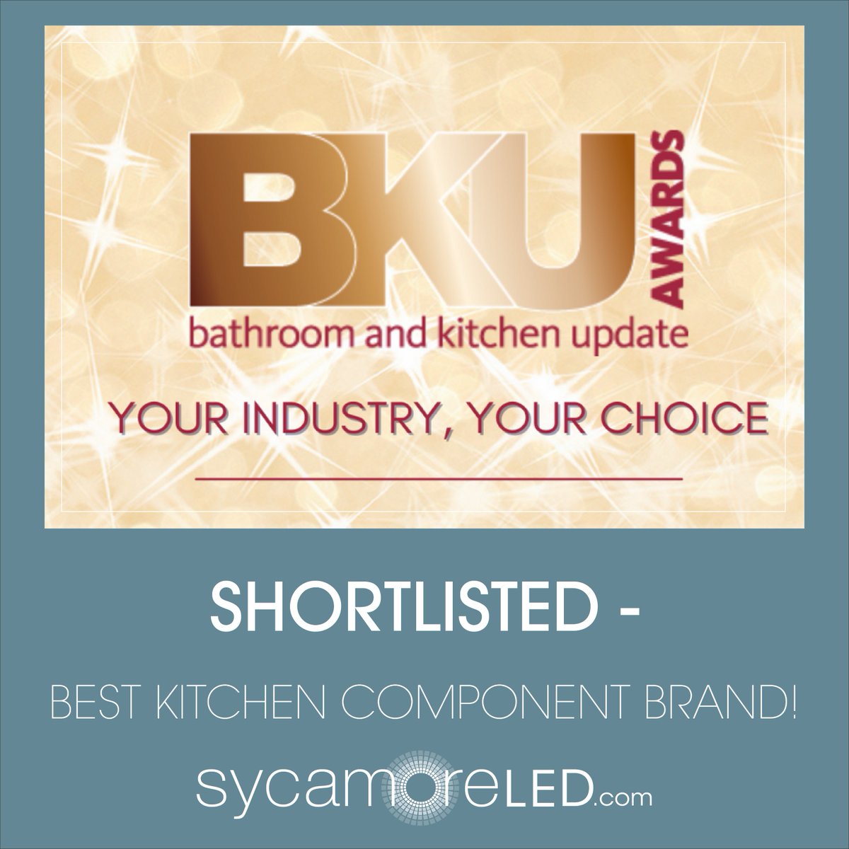 We are delighted to announce that we made the BKU Awards shortlist in the Best Kitchen Component Brand category! Thank you to everyone who voted for us! #kbb #awards #kitchenlighting