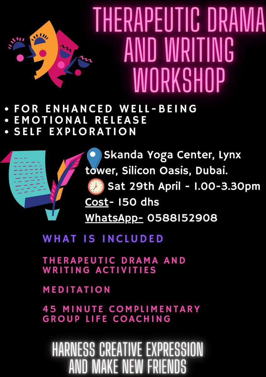 Do you feel like you want to act again but in a relaxed way?  Drama and writing therapy provides an outlet for anyone feeling stressed, out of touch or burnt out.  We make friends for life here and build genuine connections.DM too book! #acting 
#TEACHers #expats #Dubai