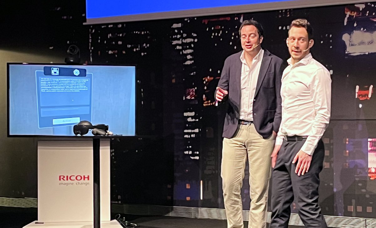 ricohspain's tweet photo. Llega el momento futurista de la jornada donde presentamos las soluciones más innovadoras:
🚀Creamos un auditorio en el #Metaverso
🥽Ricoh XR, la herramienta de simulación de espacios virtuales #GemelosDigitales
🤖Integración de chatGPT en entornos de VR
#BeHybridBeCollaborative https://t.co/iLFUxYV3Cx