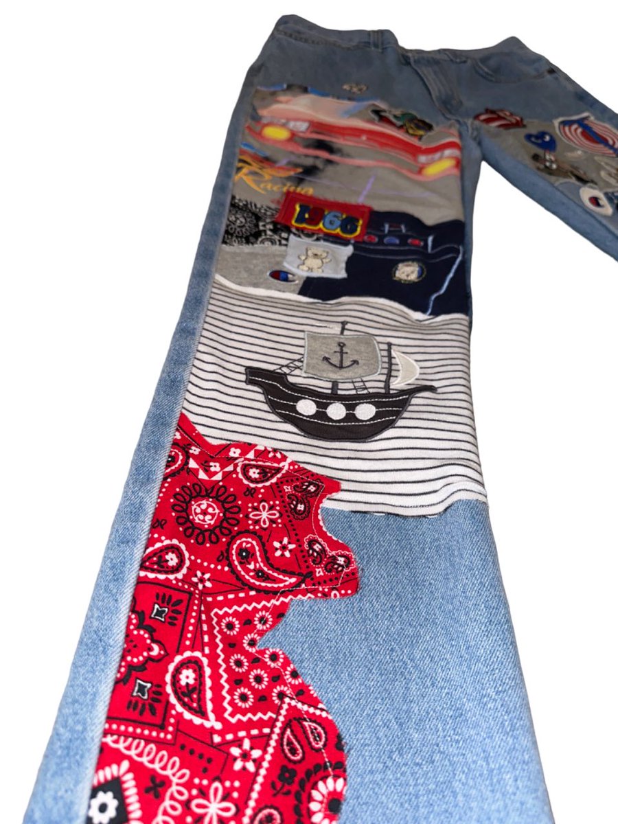 alexandervonnn's tweet image. #patchworkjeans #1of1 #customjeans