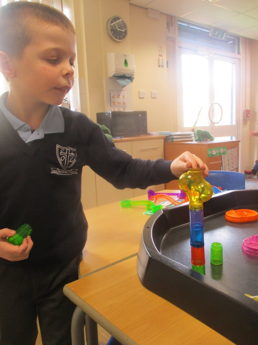 2W_MrsWalsh's tweet photo. Playing and making a small marble run ready for the big challenge tomorrow! #ScienceOLOL #makeadifference https://t.co/jodJEWZPc0