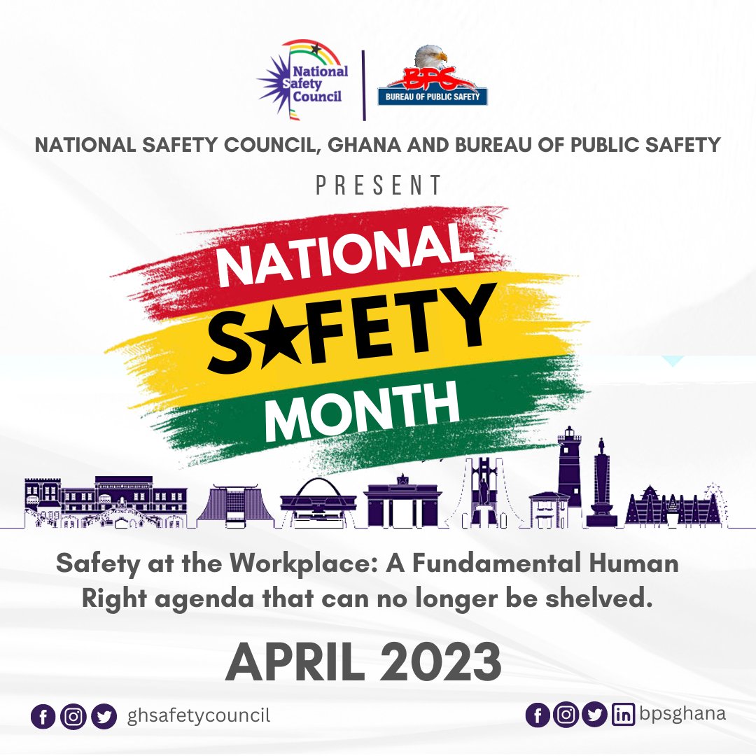 ghsafetycouncil's tweet photo. National Safety Month is here again, this year's edition commences from the 3rd to the 28th of April and will mobilize Practitioners and Professionals, to promote, educate and deepen awareness of safety, security, health and the environment.
#BPSWatch #NSM23 #NationalSafetyMonth https://t.co/cwOPKlRJje