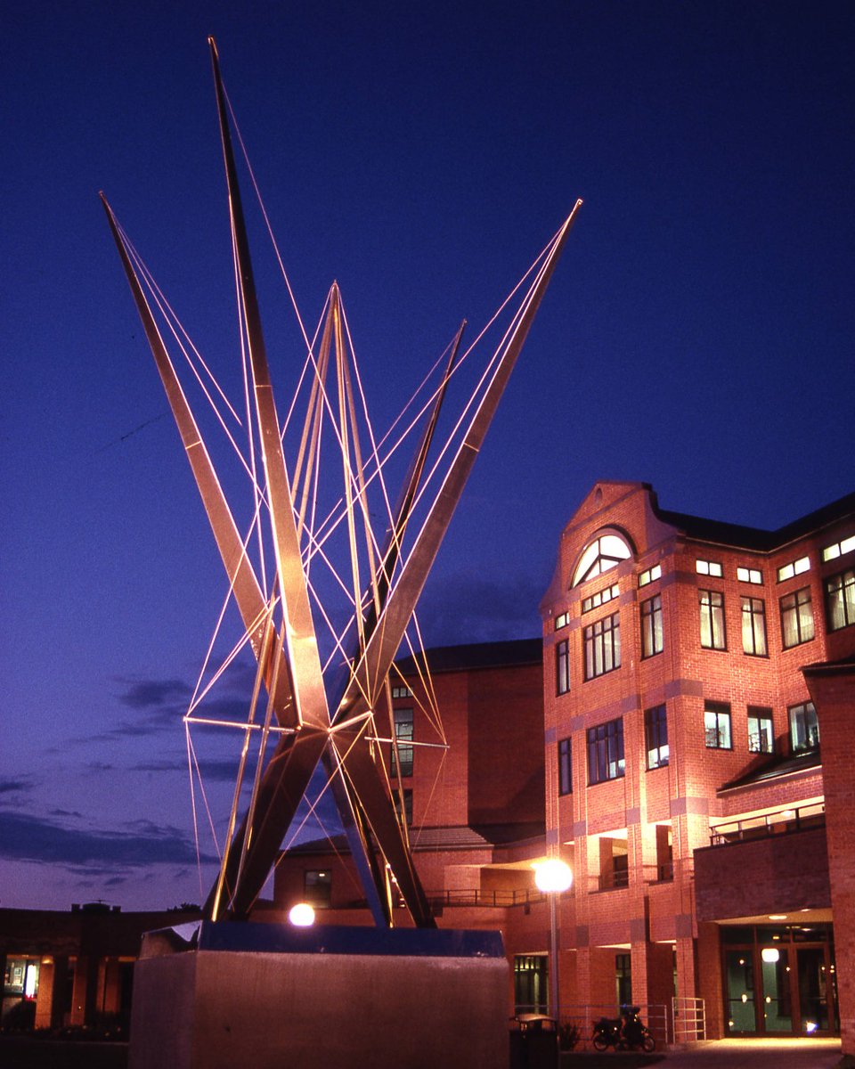 Located in the west mall of the AMU, Ex Stasis is a stainless steel, gold-plated cable and aluminum sculpture donated by Milwaukee-born artist Richard Lippold.
- MU Archives