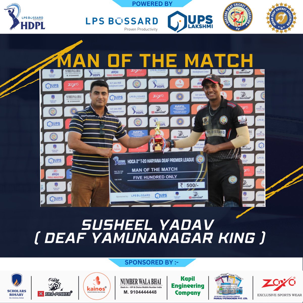 DeafHaryana's tweet photo. Man of the matches for HDCA 2nd Haryana Deaf Preimer League 

#lpsboosard #ScholarsRosary #xtrapowertools #kaions #numberwalabhai #kapiarora #IndianDeafCricketAssociation #PremierLeague #hca @RajeshJain35 @GugnaniRavi @XtraPowerTools @indian_deaf https://t.co/w6siptdXsl
