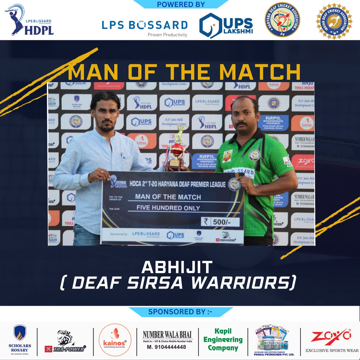 DeafHaryana's tweet photo. Man of the matches for HDCA 2nd Haryana Deaf Preimer League 

#lpsboosard #ScholarsRosary #xtrapowertools #kaions #numberwalabhai #kapiarora #IndianDeafCricketAssociation #PremierLeague #hca @RajeshJain35 @GugnaniRavi @XtraPowerTools @indian_deaf https://t.co/w6siptdXsl
