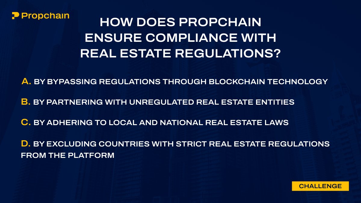 Question 3⃣ of 8 

Third question of the #Propchain Challenge is here!
Like &amp; retweet this tweet, and post your answer in the comments below 👇

Get a step closer to stand a chance in winning this challenge!