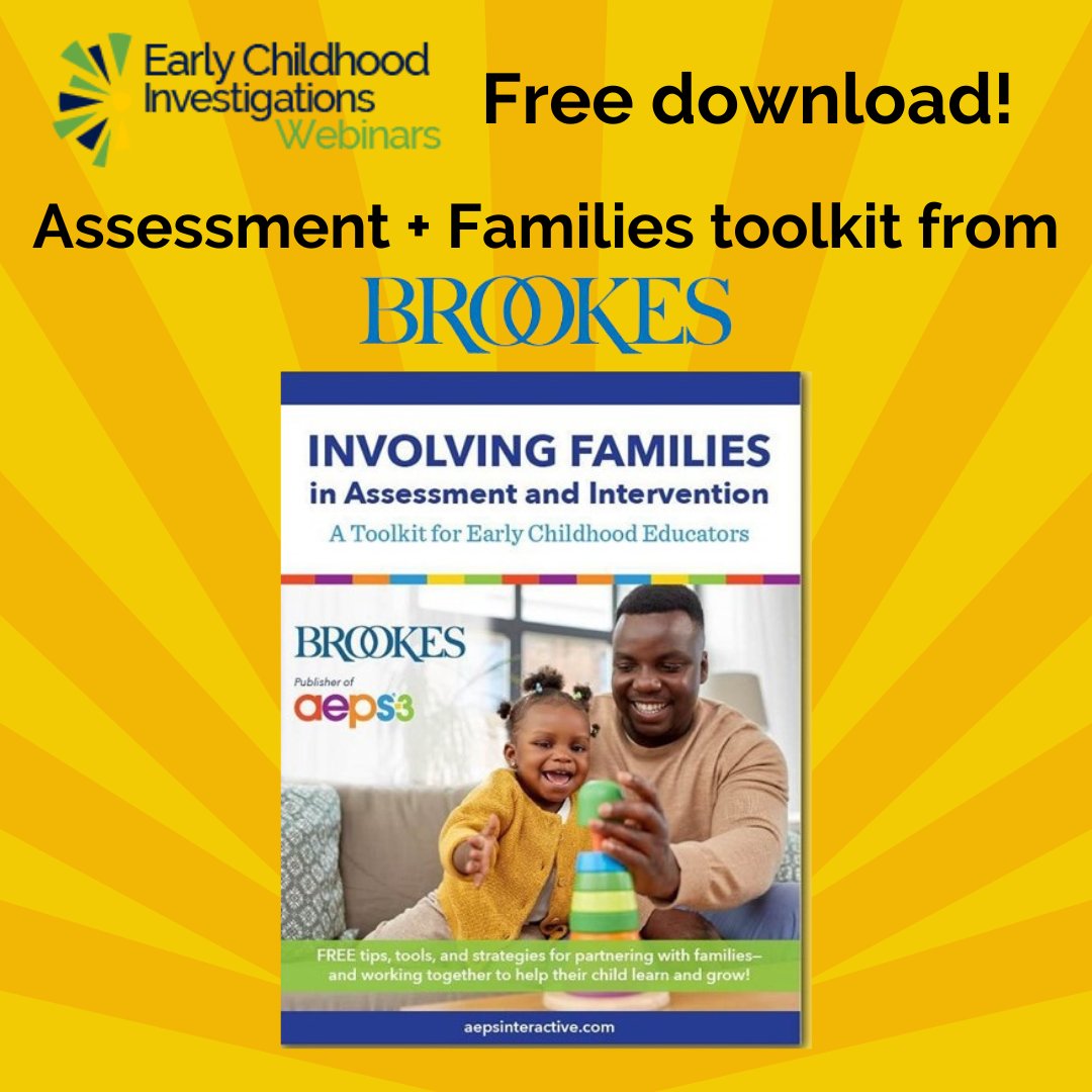 FREE Toolkit! Improve #earlychildhood assessment by involving families, from our sponsor, @brookespubco - mailchi.mp/earlychildhood… #earlychildhoodeducation #childcare #earlyed #earlyeducation #preschool #headstart #familyengagement #earlyintervention #ECE #aeps #ECEleadership