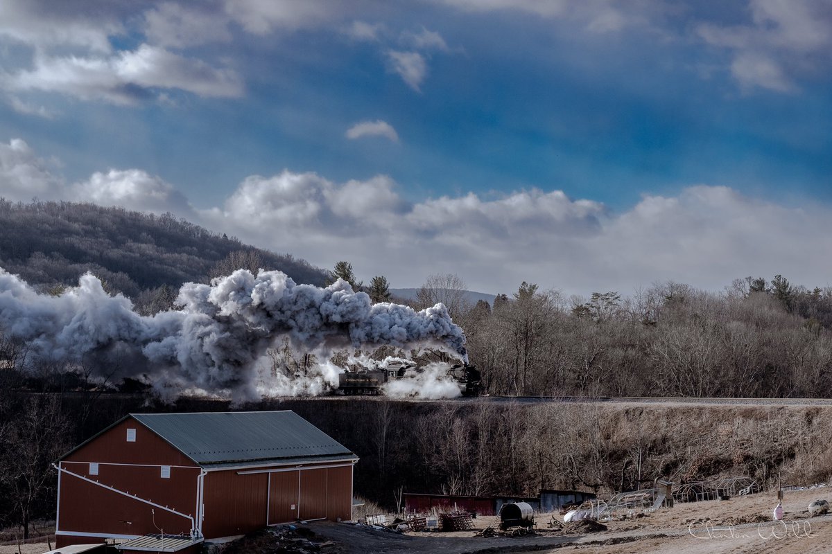Love this photo of C&amp;O #1309 at Helmstetter’s Curve on the <a href="/WMSRailroad/">Western Maryland Scenic Railroad</a>