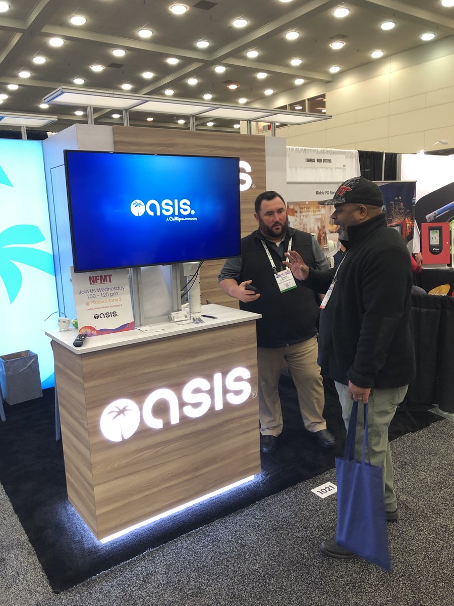 OASISIntl's tweet photo. Coming to you live from @Facilities_NFMT we’re exhibiting in booth 1021! Stop by to learn about your #HydrationSolutions and check out our new stainless steel alcove – available now!

 #NFMTBaltimore #facilitiesmanagement #facman #DrinkingFountains #OasisACulliganCompany https://t.co/5iDdLQnXja