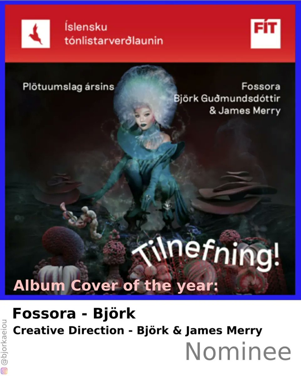 and Album Cover of the Year with Fossora album cover under creative direction by Björk herself and James Merry

These are the 10th and 11th awards won by Björk in Icelandic Music Awards

#bjork #björk #fossora #icelandicmusic #icelandicmusicawards #ístón2023 #íslensktónlist