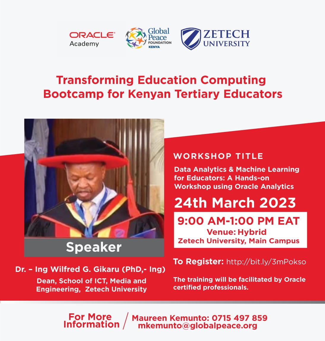 ZetechUni's tweet image. We have partnered with @OracleAcademy on a hands-on workshop pertaining to #DataAnalytics #MachineLearning #OracleAnalytics.

@GlobalPeaceKeny 
 
#ZUAt25
#ItsYourTime
#InventYourFuture
