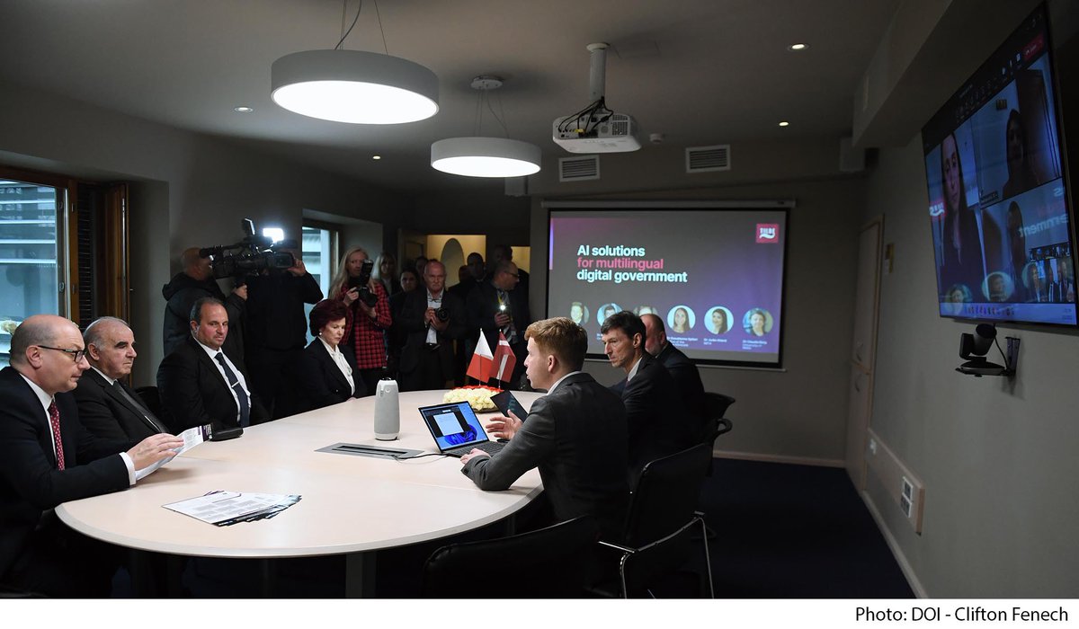 GeorgeVellaMT's tweet photo. In Riga, I visited the company TILDE which specialises in language technology based on artificial intelligence. I was given an insight into how this company is collaborating with the University of Malta, MITA, and the Office of the State Advocate. https://t.co/lBEkwGzSkr