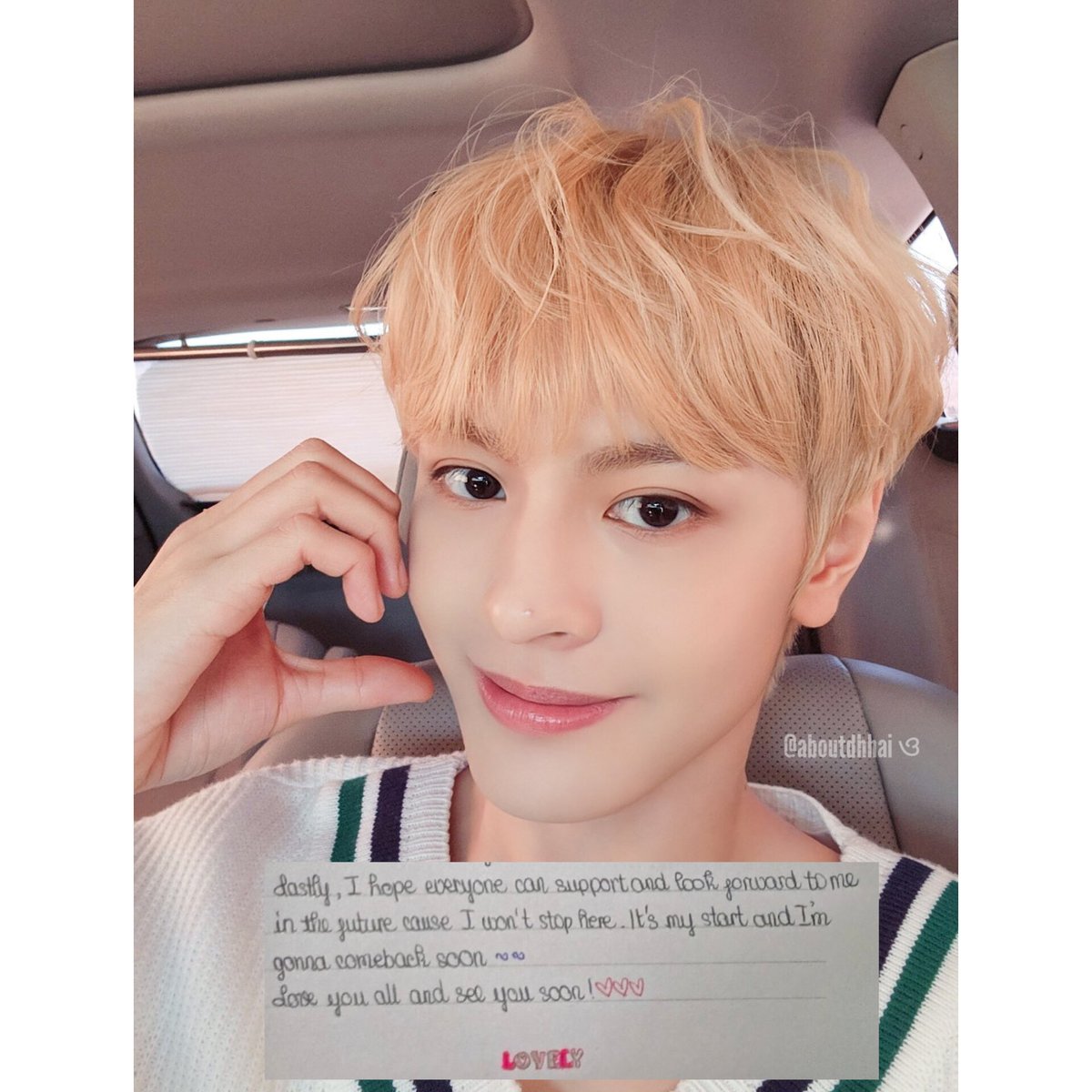 aboutdhhai's tweet photo. 📝 | #AlwaysWithDHH #DANGHONGHAI #당홍하이
"Espero que todos puedan apoyarme y esperarme en el futuro porque no me detendré aquí, es mi comienzo y voy a volver pronto" https://t.co/uTAhF88p3t
