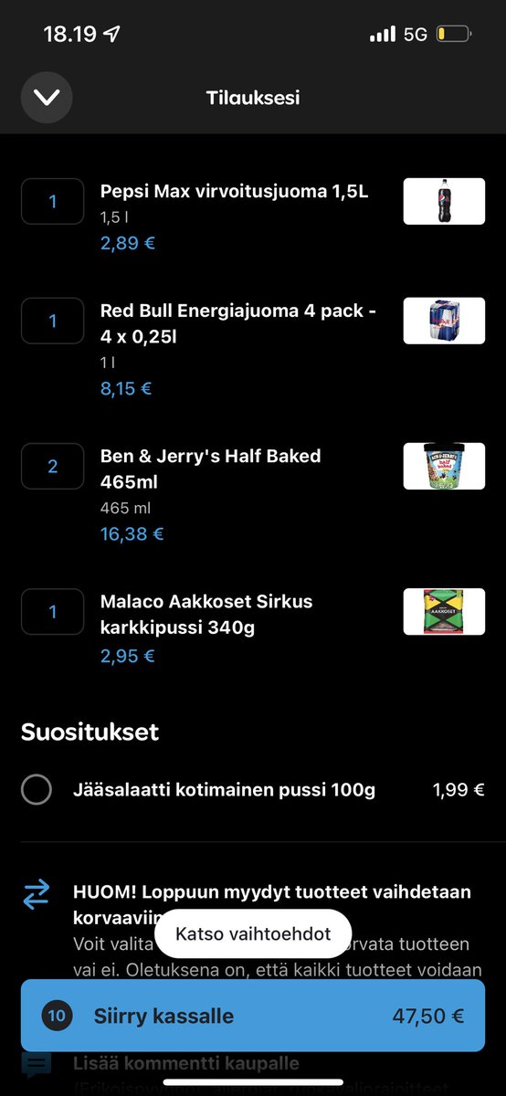 tobbesn's tweet photo. @ENCE @woltapp Näillä eväillä lähtisin illan vitality matsii nacho pelti ja pientä makeeta päälle🤌🏽 https://t.co/rDaQZWM47o