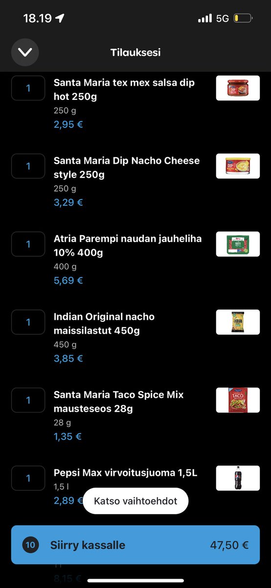 tobbesn's tweet photo. @ENCE @woltapp Näillä eväillä lähtisin illan vitality matsii nacho pelti ja pientä makeeta päälle🤌🏽 https://t.co/rDaQZWM47o