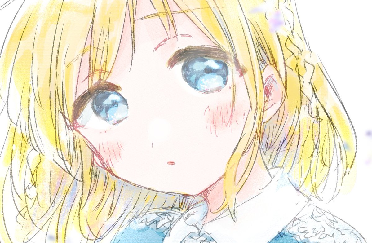 1girl blonde hair solo blue eyes braid blush looking at viewer  illustration images