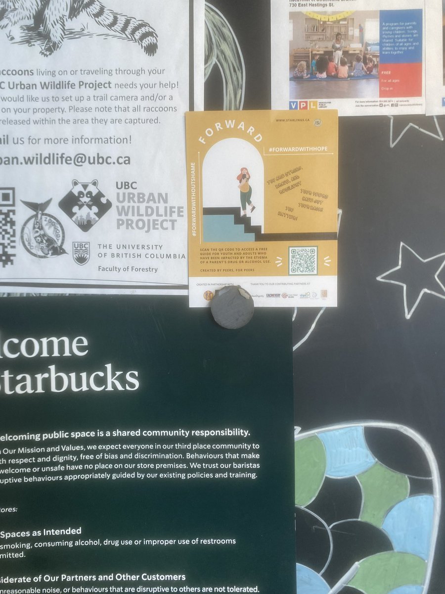 starlings_ca's tweet photo. Forward with Hope Guide posters spotted in #YVR . Scan the code and easily access the FREE pdf for youth and adults impacted by the stigma of a parents substance use. Interested in ensuring more people have access to this resource? Dm is for posters:) #forwardwithhope https://t.co/SNyfqKVxc8