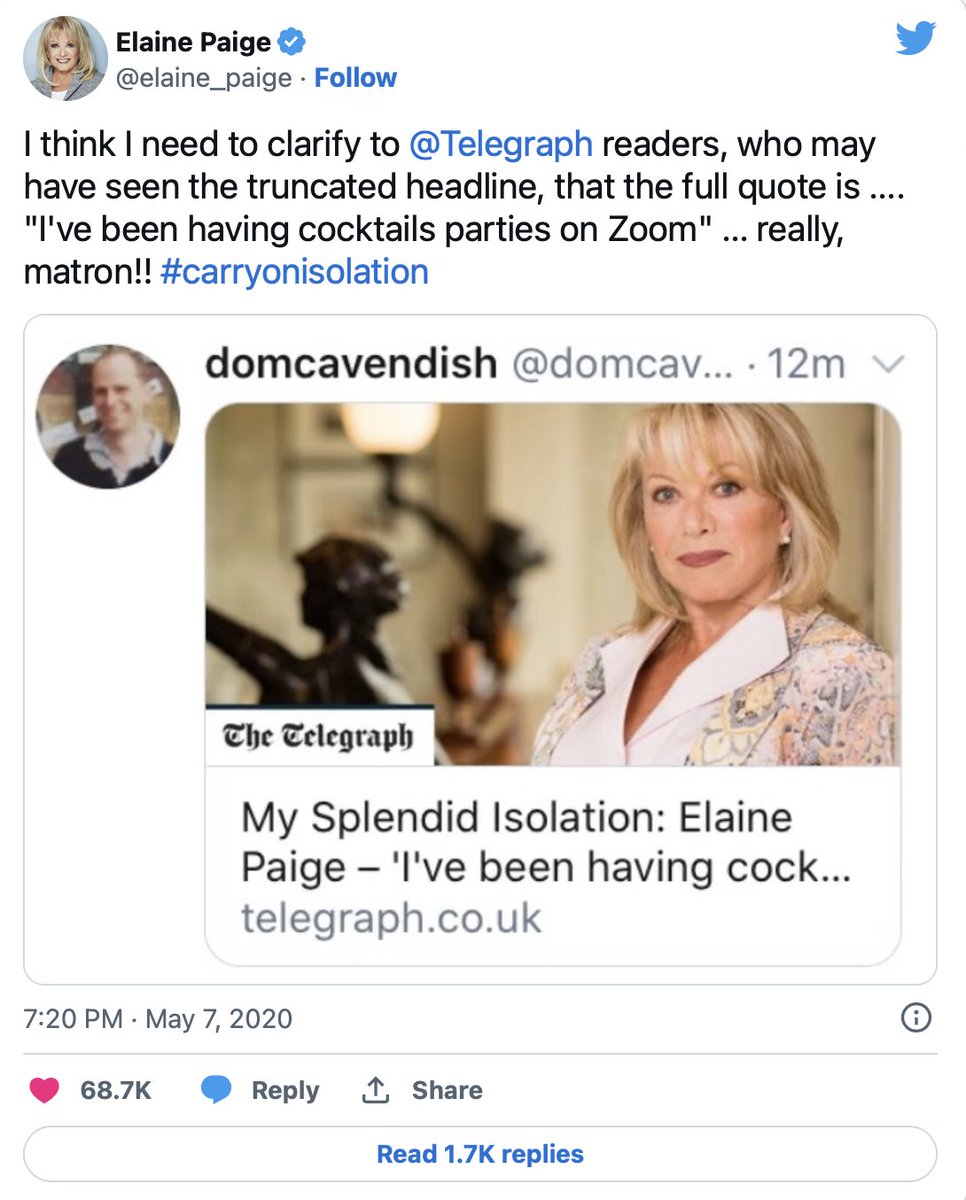 elaine_paige's tweet photo. THREE years ago!!!  Can you believe it?  On this day in 2020 we all went into our first lockdown due to the #COVID19 pandemic. What an experience.  It all seems like a distant 'memory' ... well except for the boxes of masks &amp; rubber gloves in my cupboard! And of course this ... https://t.co/Il2yRbA3OU
