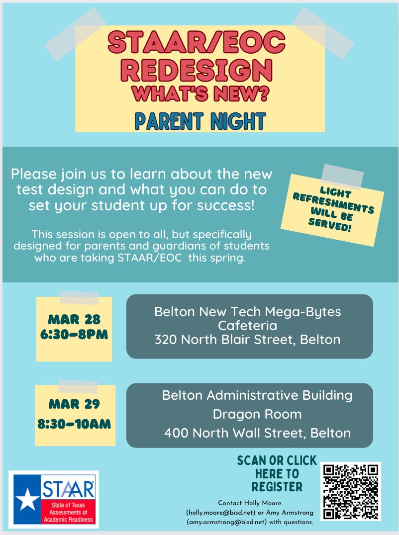 armstronga13's tweet photo. BISD Parents - Did you know that STAAR will be different this year? Come learn more about it! https://t.co/egDNWjO6B3
