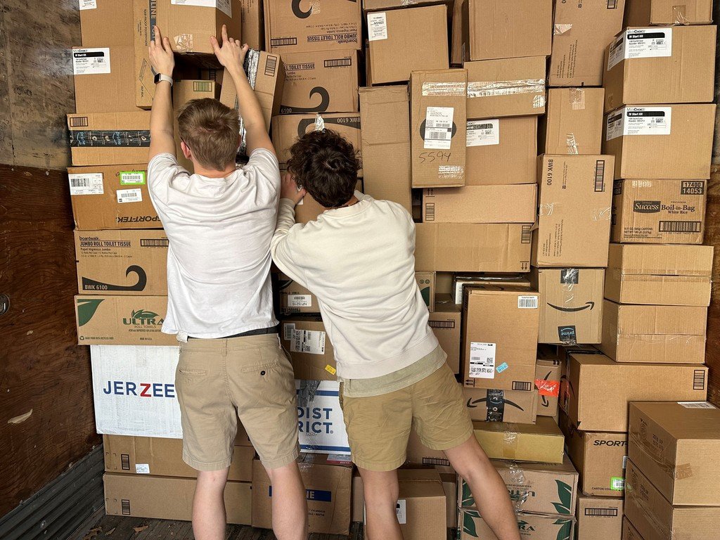 CPACTC's tweet photo. #Mechanicsburghighschool and @cpactc 10th graders Aiden Fechner and Gabe Roach loading a trailer to deliver success in the #logistics and #warehousemanagement program. #opportunitiesunlimited #March2023 #logue https://t.co/1GuDa4diXU