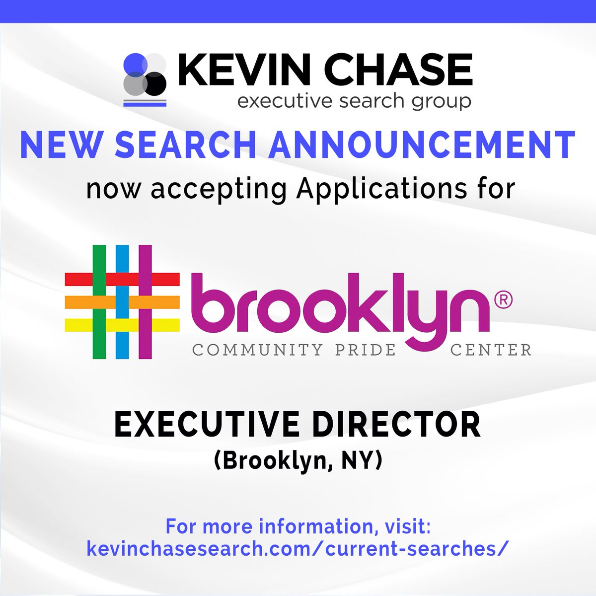 kchasesearch's tweet photo. *BROOKLYN PRIDE COMMUNITY CENTER IS LOOKING FOR ITS NEXT EXECUTIVE DIRECTOR*

A great leadership opportunity for LGBTQ+ professionals in Brooklyn/NYC. All the details are here: https://t.co/KTrrkd9LdI https://t.co/PEYsMWQdnM