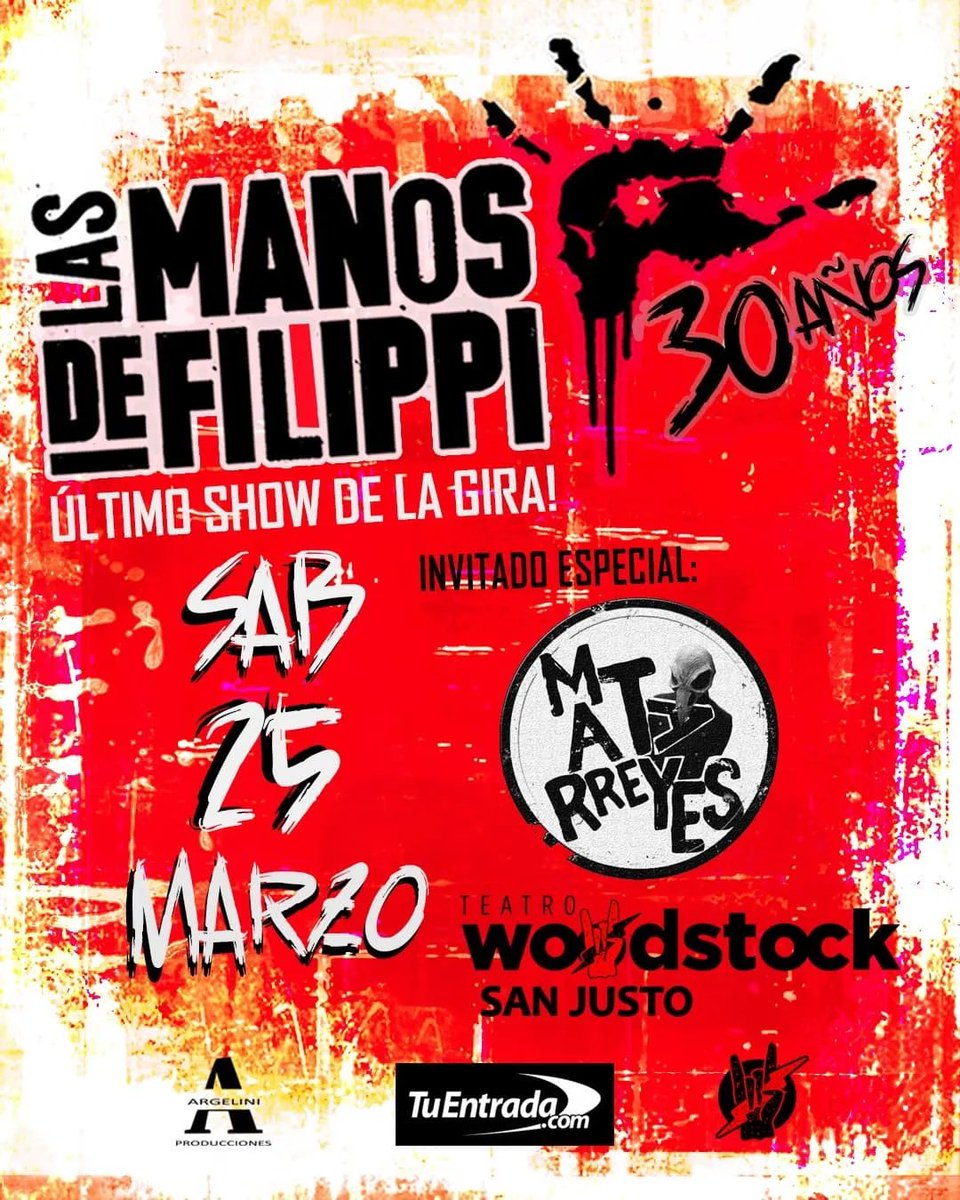 tuentrada's tweet photo. LAS MANOS DE FILIPPI cierra la gira en el Teatro Woodstock‼️
📅 SÁBADO • 25 MAR • 22HS
🎫 ENTRADAS DISPONIBLES EN https://t.co/IkTt0jjkXq
@teatrowoodstock #lasmanosdefilippi #show #musica #entretenimiento #rock #sanjusto https://t.co/5PZacOR85T