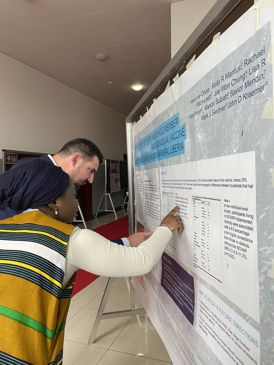 MardiehD's tweet photo. My @lastmilehealth colleague, @HawaObaje, presenting a research poster on Covid-19 vaccine acceptance in rural Liberia at the #CHWSymposium2023 https://t.co/1Qb439DYHP