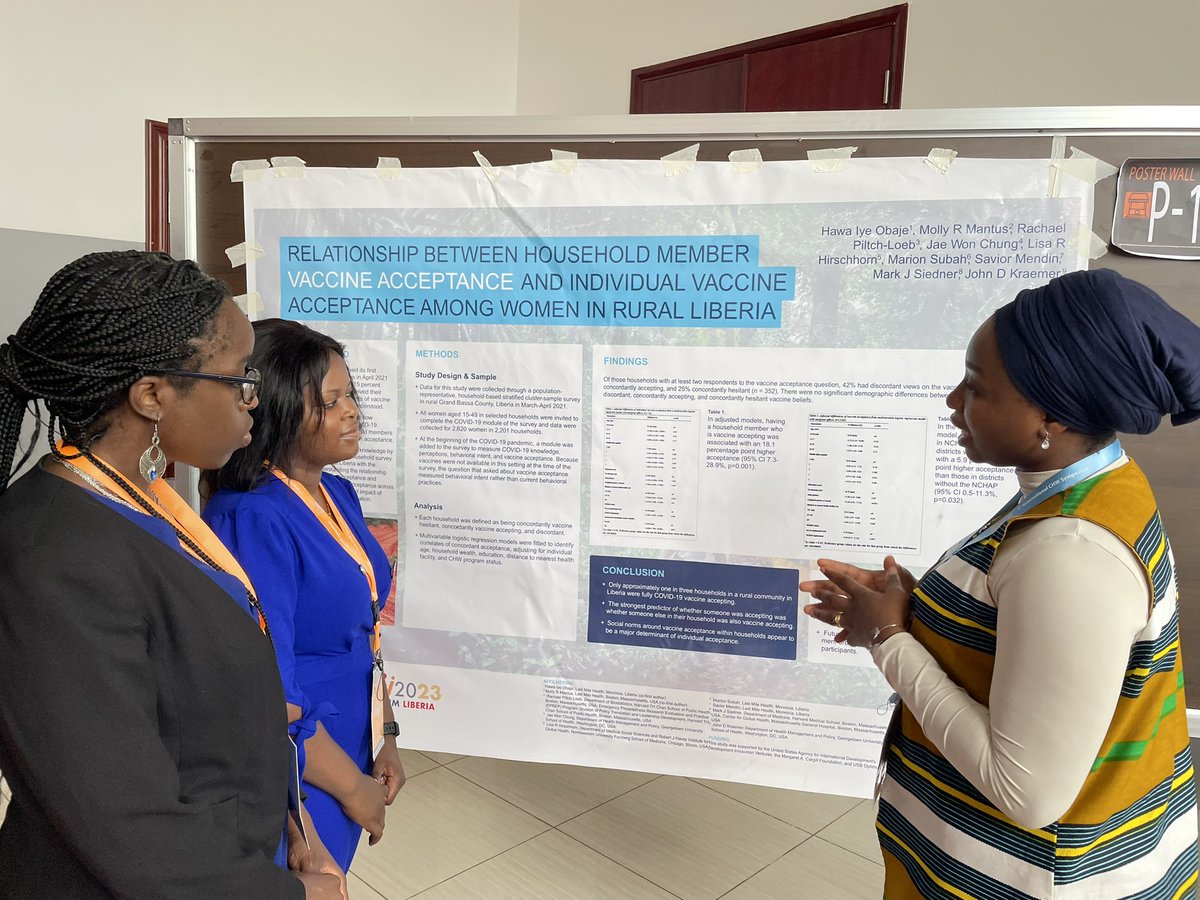 MardiehD's tweet photo. My @lastmilehealth colleague, @HawaObaje, presenting a research poster on Covid-19 vaccine acceptance in rural Liberia at the #CHWSymposium2023 https://t.co/1Qb439DYHP
