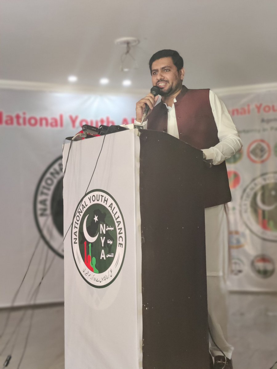 NYA_Offical's tweet photo. Secretary General Jannat Pakistan Party Saddam Hussain is addressing the All Parties Youth Conference on Political Uncertainty in Pakistan https://t.co/U891jQfS04