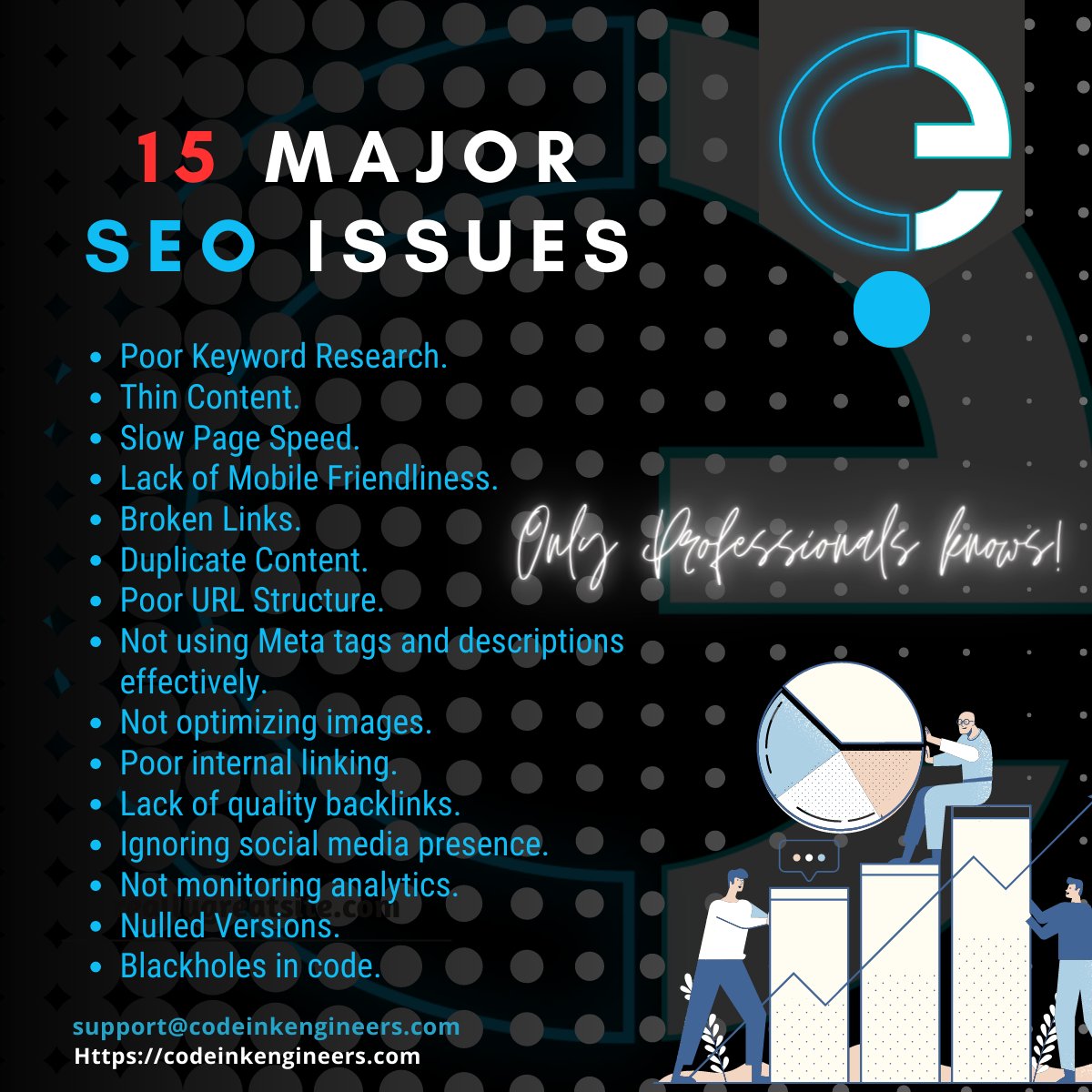 codeink_eng's tweet image. When it comes to #seo , there are many #factors that can affect a #website's ranking in #searchengine results pages. However, clients may not always be aware of the intricacies involved in #optimizing their #website . 
codeinkengineers.com
support@codeinkengineers.com