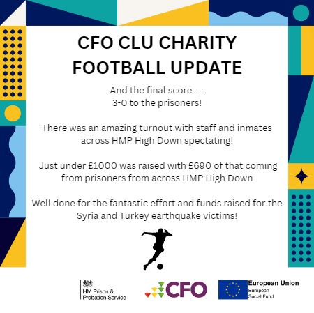 London_CFO3's tweet photo. #ShawTrust #Justice #HMPPS #HMPHighdown #CLU #football #Charity #fundraising #Syria_earthquake #TurkeyEarthquake https://t.co/e8C2Asr8Z6