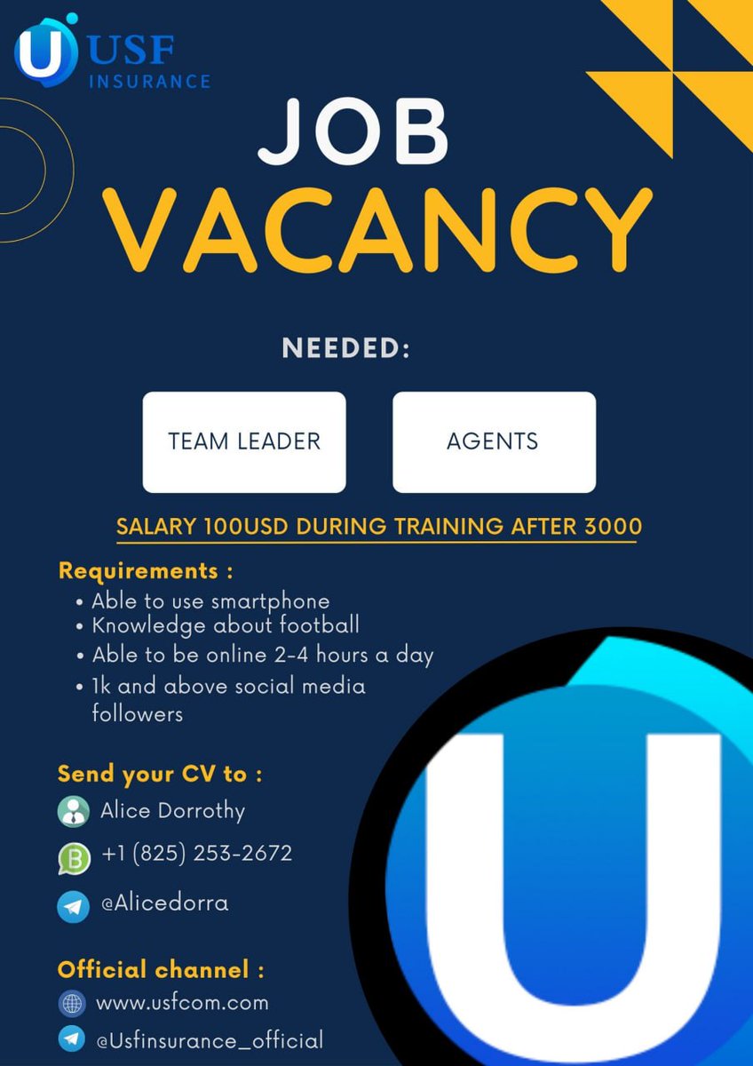 JudithM20760905's tweet photo. 'Ask how can i apply' with the contact information in the poaster. https://t.co/dn6Qj48sRf