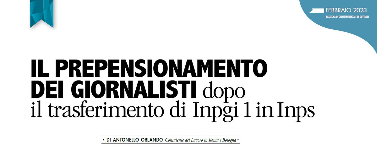 📝IL #PREPENSIONAMENTO DEI #GIORNALISTI DOPO IL TRASFERIMENTO DI #INPGI1 IN #INPS
✍🏻 di <a href="/orlandoanto87/">Antonello Orlando</a>, Consulente del lavoro in Roma e Bologna
🔎Leggi l’articolo: bit.ly/3ZiKvFe
#Sintesi di gennaio 2023 a cura di <a href="/cpo_mi/">Consulenti Lavoro MI</a>