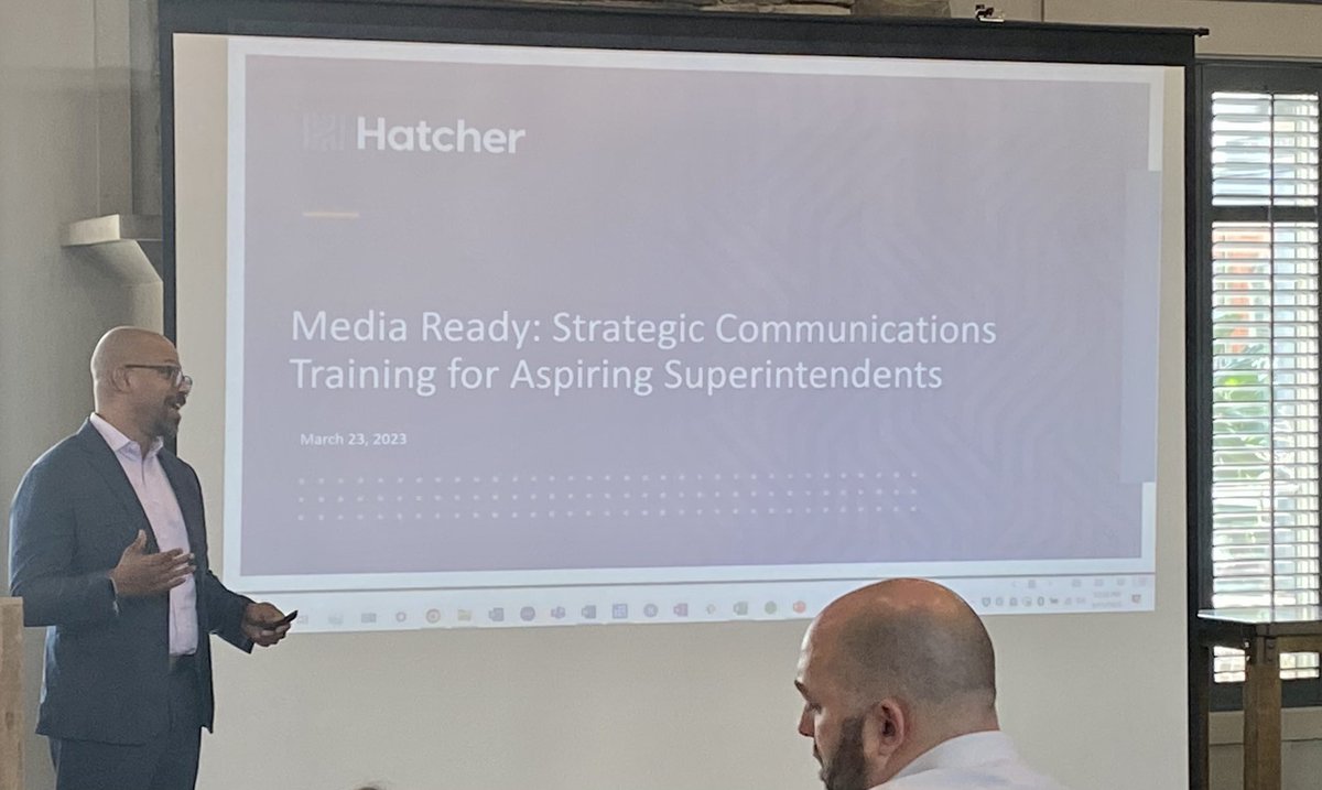 Thank you <a href="/thehatchergroup/">the hatcher group</a> for engaging aspiring superintendents in media training as part of the <a href="/PSSAM_News/">Public School Superintendents' Association of MD</a> &amp; <a href="/Region4CC/">Region4CC</a> Maryland Superintendent Academy!