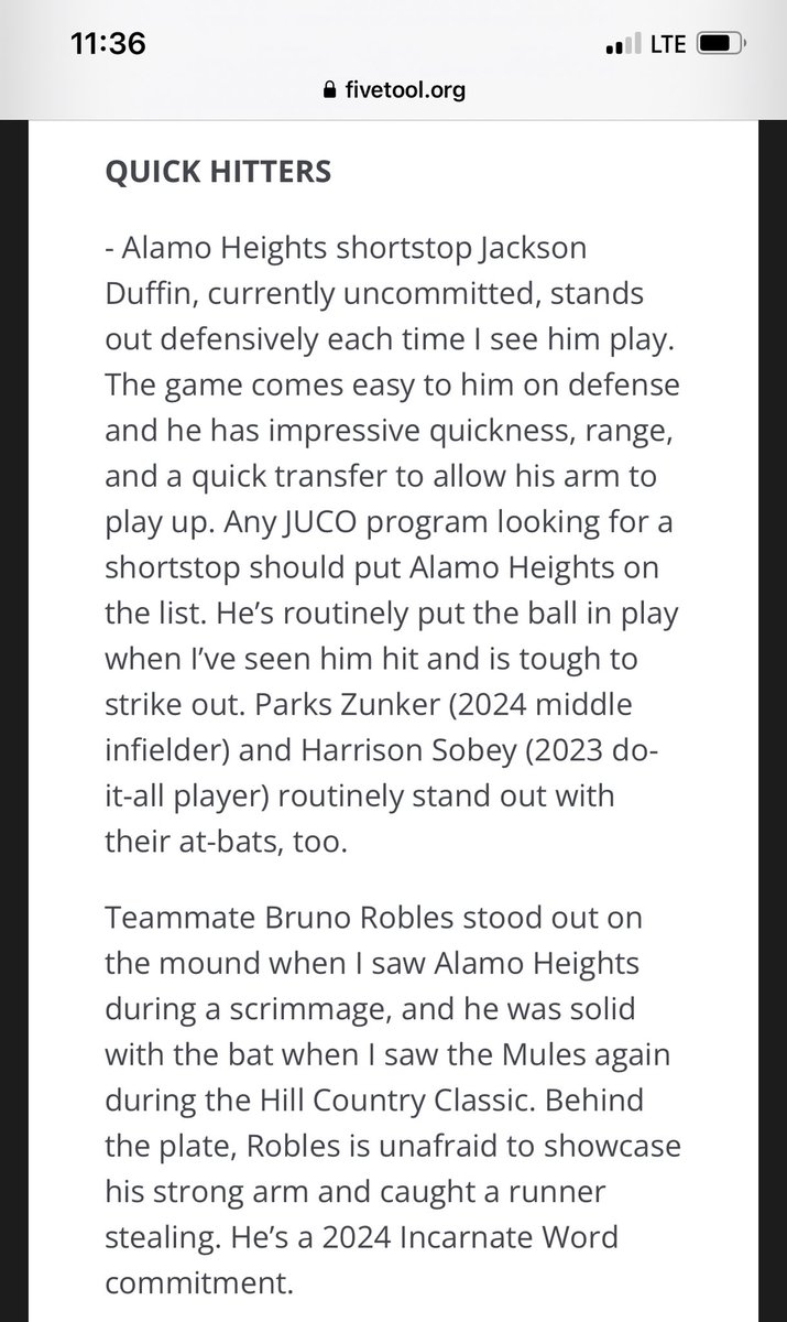 A few guys getting recognition from <a href="/DustinLMcComas/">Dustin McComas</a> and 5 tool over the last few weeks. <a href="/DuffinJackson/">Jackson Duffin</a> <a href="/ParksZunker/">Parks Z</a> <a href="/harrison_sobey/">Harrison Sobey</a> <a href="/RoblesBruno13/">Bruno Robles</a>