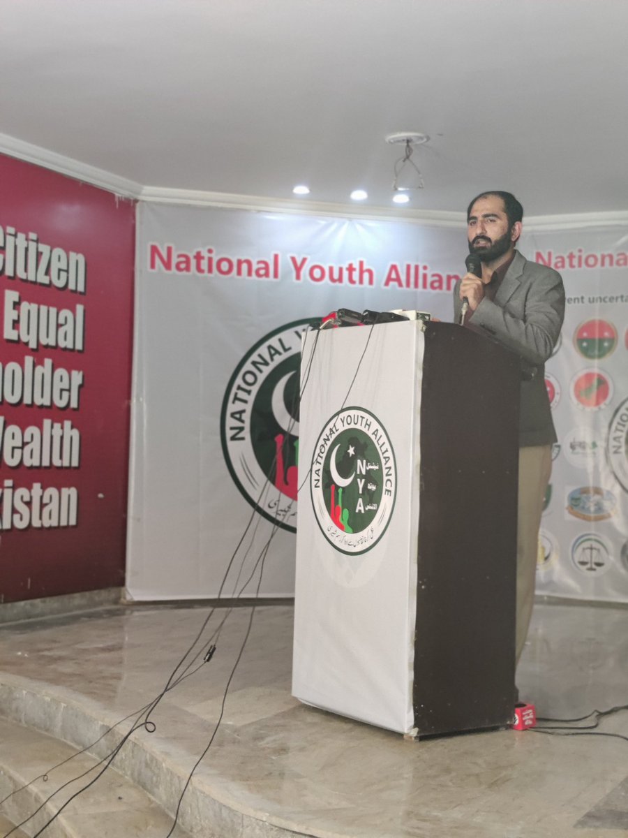 NYA_Offical's tweet photo. United Pakistan Youth's President Shahzada Butt is addressing the All Parties Youth Conference on Political Uncertainty in Pakistan https://t.co/ZjymsXNf4m