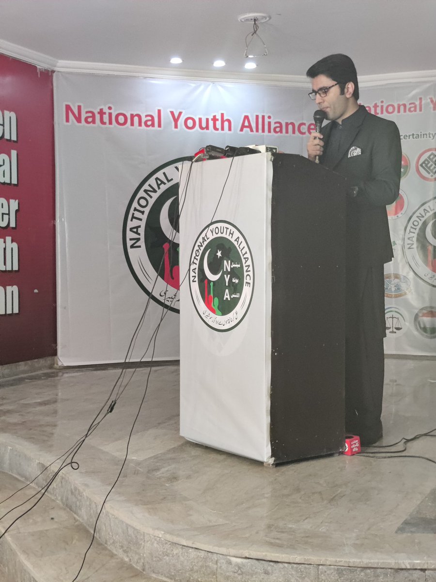 NYA_Offical's tweet photo. Political Activist Mian Hamza Karamat is addressing the All Parties Youth Conference on Political Uncertainty in Pakistan https://t.co/IYjElSLos4