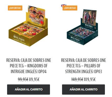 #ONEPIECE #OnePieceTCG

Reposición de reservas de OP04 y una pequeña de OP03. 

only-cards.com/tienda/?yith_w…